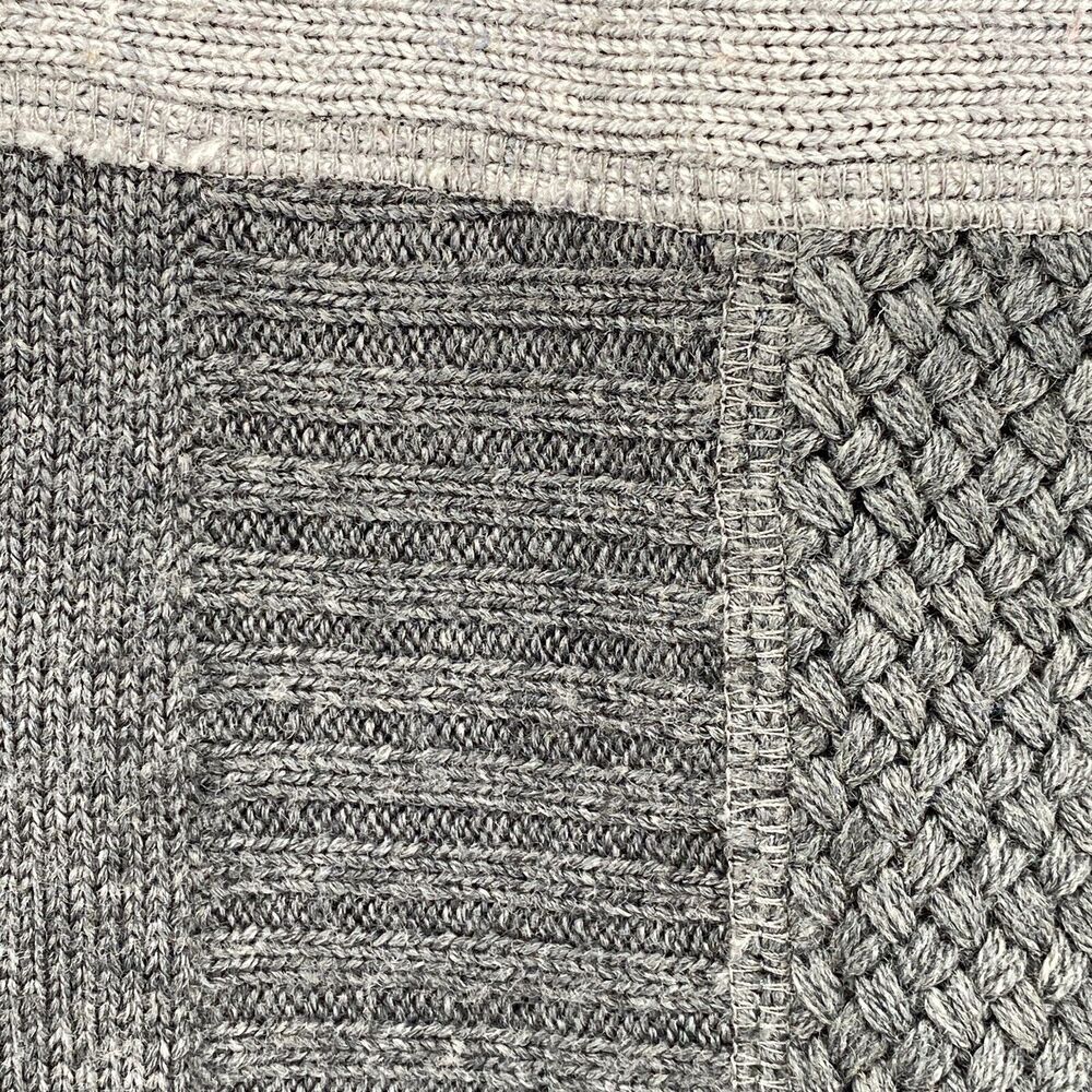 FISHER FOUND Sweater S EILEEN FISHER Patchwork Crafted Jumper Crochet Gray USA - Picture 6 of 13